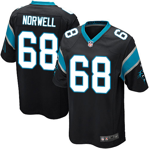 Men's Game Andrew Norwell Nike Jersey Black Home - #68 NFL Carolina Panthers